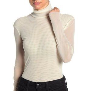 Free People Small Cream Double Layer Mesh Blouse